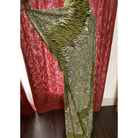 Vtg AL MAKDOOMI Kaftan Lounge Mumu Animal Print Safari Size S/M Dress Coverup - Picture 7 of 16